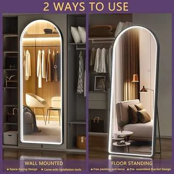 Hasipu 56" x 16" Led Mirror Full Length, Full Length Mirror with Lights Arch Design, Full Body Mirror with Lights, Wall Mounted Mirror Dimming & 3 Color Modes