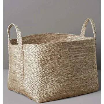 GooBloo Extra Large Handmade Woven Storage Basket 100% Jute Rope - 20” x 14” Tall Decorative Rope Basket for Living Room, Toys, Storage, Towels or Nursery - Wicker Baskets - Handmade Natural Hamper