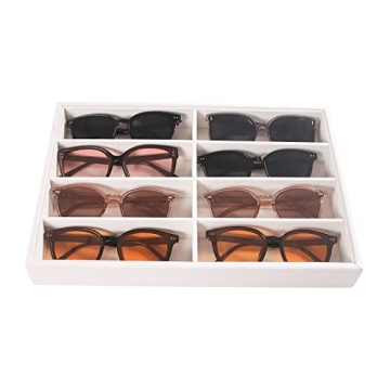 Pangkeep Beige Velvet 8 Grid Sunglass Organizer - Stackable