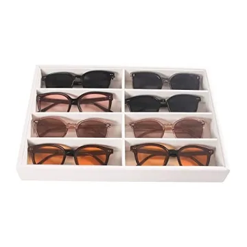 Pangkeep Beige Velvet 8 Grid Sunglass Organizer - Stackable