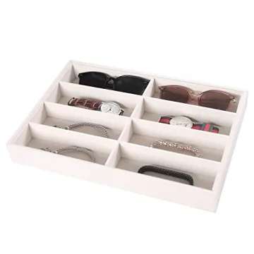 Pangkeep Beige Velvet 8 Grid Sunglass Organizer - Stackable