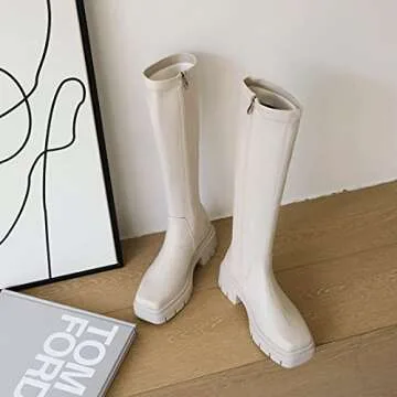 Vivianly Chunky Heel Knee High Boots for Stylish Women