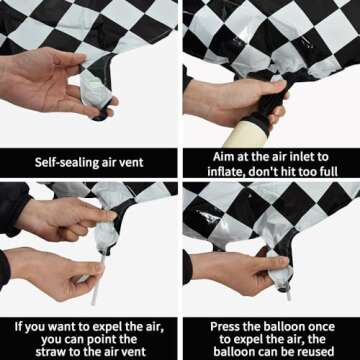 TONIFUL 40 Inch Checkered Number 5 Balloon for Birthday