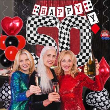 TONIFUL 40 Inch Checkered Number 5 Balloon for Birthday