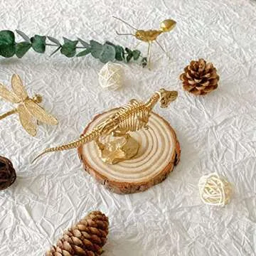 Pasiir Gold Dinosaur Figurine Home Decor, Solid Metal Dinosaur Centerpiece Decoration, Mini Dinosaur Ornament Animal Desk Figurines for Home Office Desktop