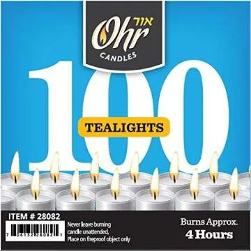 OHR CANDLES Tealight Candles - 100 Pack Bulk Tea Lights Candles - White Tealights Unscented - 4 Hour Burn Time