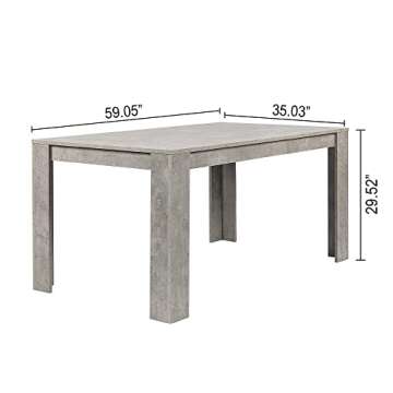 GIA 59" L Wood Restaurant Dining Table with Seamless Top for 4-6
