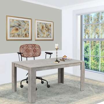 GIA 59" L Wood Dining Table for 4-6, Modern Farmhouse Style