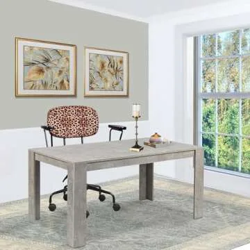 GIA 59" L Wood Dining Table for 4-6, Modern Farmhouse Style