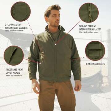 Rothco Concealed Carry 3 Season Jacket (US, Alpha, X-Large, Regular, Regular, Black)