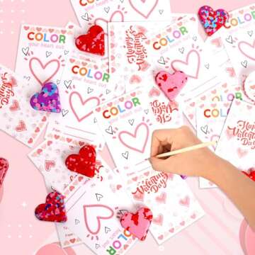ONEHAUS Valentines Day Cards for Kids - 28Pcs Kids Valentines Cards With Cute Crayon for School Class Gift Exchange, Perfect Valentines Day Gift Cards for Kids Classroom Exchange