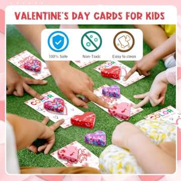 ONEHAUS Valentines Day Cards for Kids - 28Pcs Kids Valentines Cards With Cute Crayon for School Class Gift Exchange, Perfect Valentines Day Gift Cards for Kids Classroom Exchange