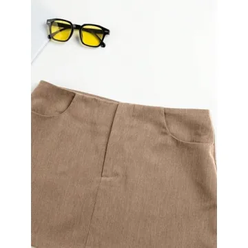 SHENHE Women's Casual Mini Skirt with Pockets