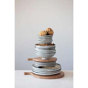 Round Acacia Wood Cheese Board with Handle for Serving