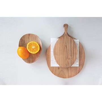 Round Acacia Wood Cheese Board with Handle for Serving