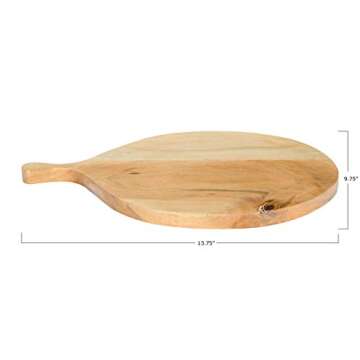 Round Acacia Wood Cheese Board with Handle for Serving