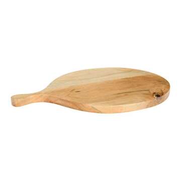 Round Acacia Wood Cheese Board with Handle for Serving