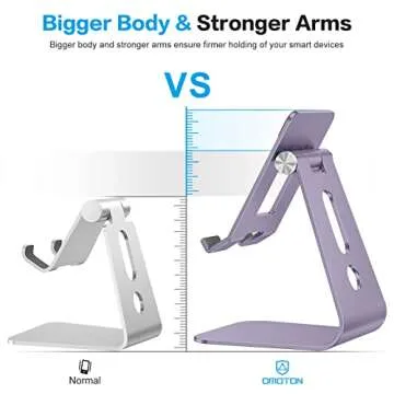 OMOTON Adjustable Tablet Stand for Desk, Upgraded Longer Arms for Greater Stability, T2 Tablet Holder with Hollow Design for Bigger Sized Phones and Tablets Such as iPad Pro/Air/Mini, Purple