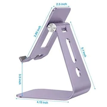 OMOTON Adjustable Tablet Stand for Desk, Upgraded Longer Arms for Greater Stability, T2 Tablet Holder with Hollow Design for Bigger Sized Phones and Tablets Such as iPad Pro/Air/Mini, Purple