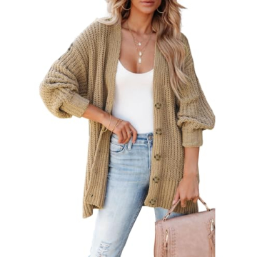 SHEWIN Sweaters for Women Trendy Casual Long Sleeve Open Front Cardigan Sweaters Soft Lightweight Fa...