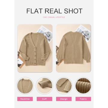 SHEWIN Sweaters for Women Trendy Casual Long Sleeve Open Front Cardigan Sweaters Soft Lightweight Fashion Loose Cable Knit Winter Coats for Women B Khaki Medium