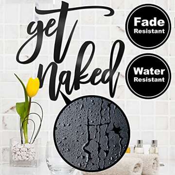 Vivegate Get Naked Sign – 18” X 25” Get Naked Sign for Bathroom Wall Decor Bath Word Art Decals Black Metal Letters