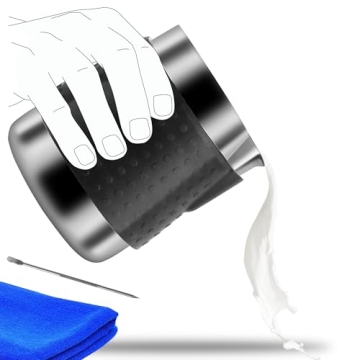 Milk Frothing Pitcher With Integrated Thermometer, 20oz/600ml Stainless Steel Non-Stick Teflon Milk ...