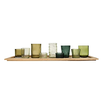 Elegant Green Glass Votive Holders Set for Home Decor