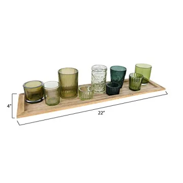 Elegant Green Glass Votive Holders Set for Home Decor