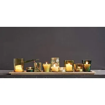 Elegant Green Glass Votive Holders Set for Home Decor