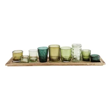 Elegant Green Glass Votive Holders Set for Home Decor