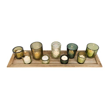 Elegant Green Glass Votive Holders Set for Home Decor