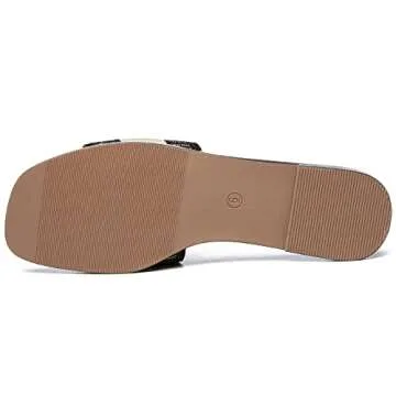 Athlefit Women's Black Flat Sandals Summer Fashion Slip On Slide Sandals Trendy 2025