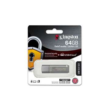 Kingston Digital 64GB Data Traveler Locker + G3, USB 3.0 with Personal Data Security and Automatic C...