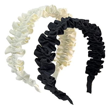 luzen 2Pcs Pleated Wide Brimmed Headband French Style Retro Headband Hairband Hair Hoop Headwear Fas...