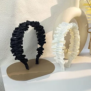 Luzen 2Pcs Pleated Wide Brimmed Headband - Stylish Hair Accessories