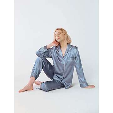SIORO Silky Pajamas for Women Soft Satin Sleepwear