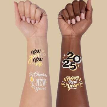 AOYOO 2025 New Year Temporary Tattoos for Parties