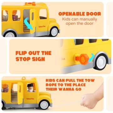 Nicmore School Bus Toys Car for Toddlers: Toys for 1 2 3 4 Year Old Boy Girl | Musical Toys with Lights Sounds & 5 Figures for Age 1-3 2-4 | 1st 2nd Birthday Gifts for Kids 18 Months+
