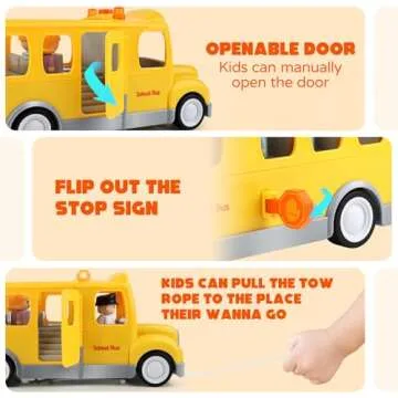 Nicmore School Bus Toys Car for Toddlers: Toys for 1 2 3 4 Year Old Boy Girl | Musical Toys with Lights Sounds & 5 Figures for Age 1-3 2-4 | 1st 2nd Birthday Gifts for Kids 18 Months+