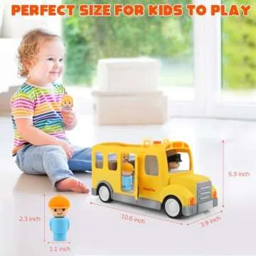 Nicmore School Bus Toys Car for Toddlers: Toys for 1 2 3 4 Year Old Boy Girl | Musical Toys with Lights Sounds & 5 Figures for Age 1-3 2-4 | 1st 2nd Birthday Gifts for Kids 18 Months+