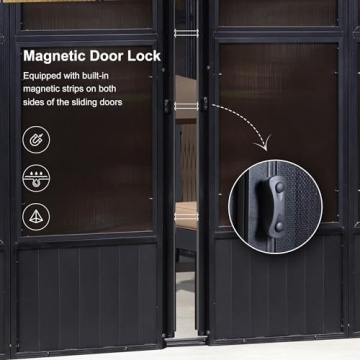 PURPLE LEAF 12' X 14' Patio Hardtop Gazebo Double Top Outdoor Screen House Aluminum Solarium Backyard Sun Room with Detachable Windows