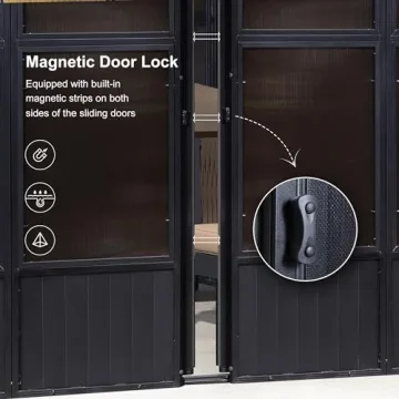 PURPLE LEAF 12' X 14' Patio Hardtop Gazebo Double Top Outdoor Screen House Aluminum Solarium Backyard Sun Room with Detachable Windows