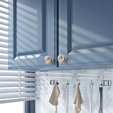 Amerdeco 10 Pack 1-1/4 inch Kitchen Cabinet Knobs Brushed Satin Nickel Cabinet Knobs Bedroom Dresser Drawer Knobs Single Hole Cabinet Handles