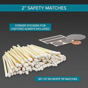 2" Classic White Tip Safety Matches | 100+ Bulk Artisan Matchsticks with Bumble Striker Stickers by ...