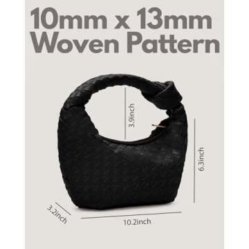 Apryl Woven Purses for Women - Woven Bags - Small Hobo Handbags - Fashion Knotted Top Handle Clutch - Soft Vegan Leather - Black