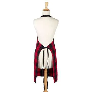 DII Unisex Buffalo Check Kitchen Collection, Classic Farmhouse Chef Apron, One Size, Red & Black