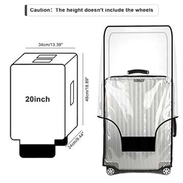 Clear PVC Suitcase Cover Protectors 20 inch Transparent Travel Luggage Covers for Suitcase Tsa Appro...