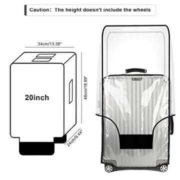 Clear PVC Suitcase Cover Protectors 20 inch Transparent Travel Luggage Covers for Suitcase Tsa Appro...