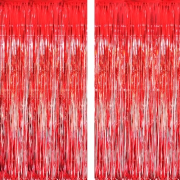 GOER 6.4ft Pink Tinsel Foil Curtains for Parties